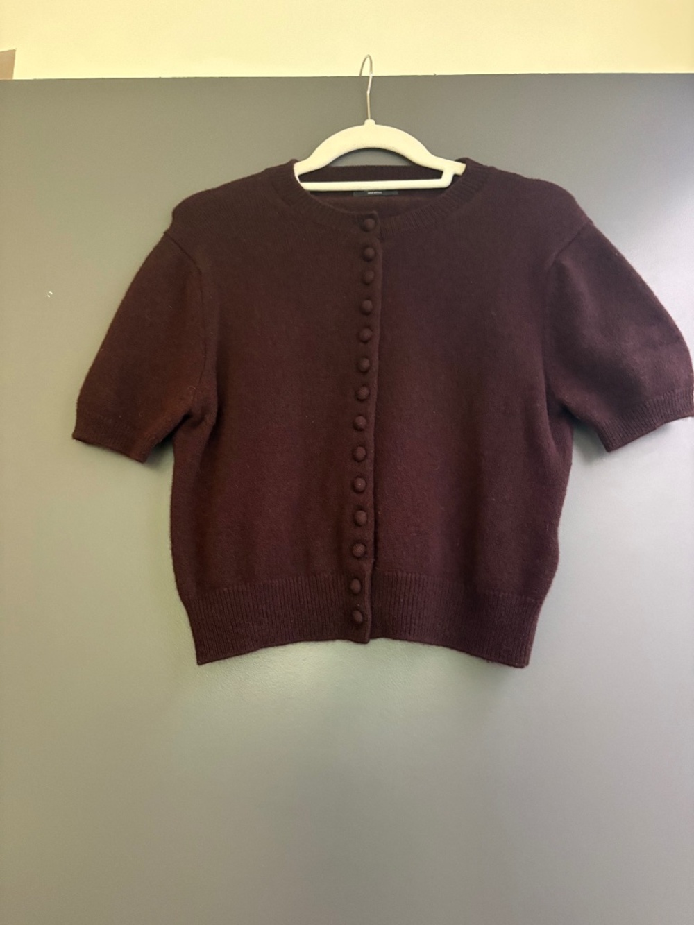 Massimo Dutti Short Sleeve Cardigan, Maroon, size M